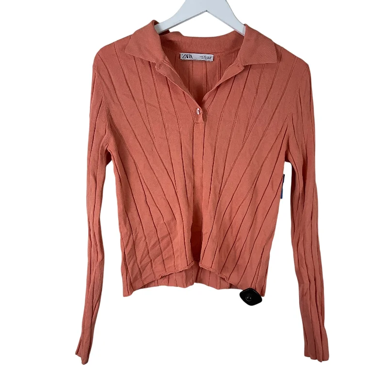 Top Long Sleeve By Zara In Orange, Size: L