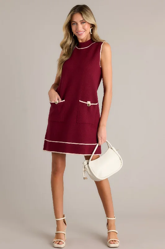 Timeless Tapestry Burgundy Sleeveless Mini Dress