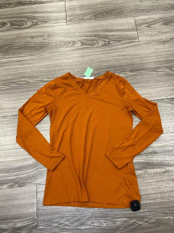 Top Long Sleeve By Zenana Outfitters In Orange, Size: L