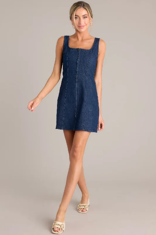 Escaping Shadows Dark Wash Denim Mini Dress