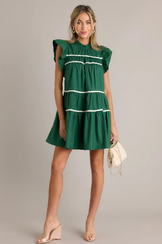 All Around The World 100% Cotton Green Mini Dress