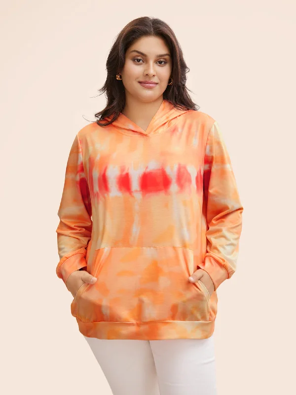 Tie Dye Hooded Kangaroo Pocket Sweatshirt