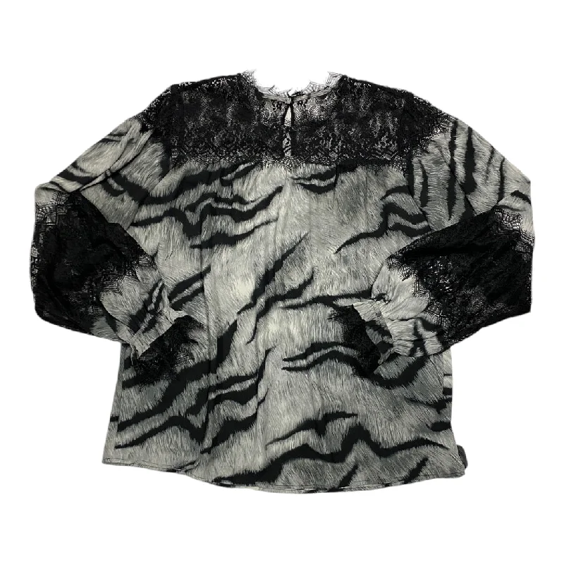 Top Long Sleeve By White House Black Market In Animal Print, Size: L