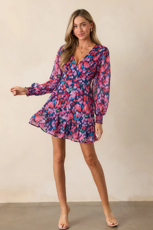 MINKPINK Calista Navy & Pink Floral Mini Dress