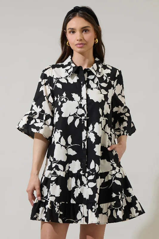 Mableton Floral Dine Poplin Mini Dress