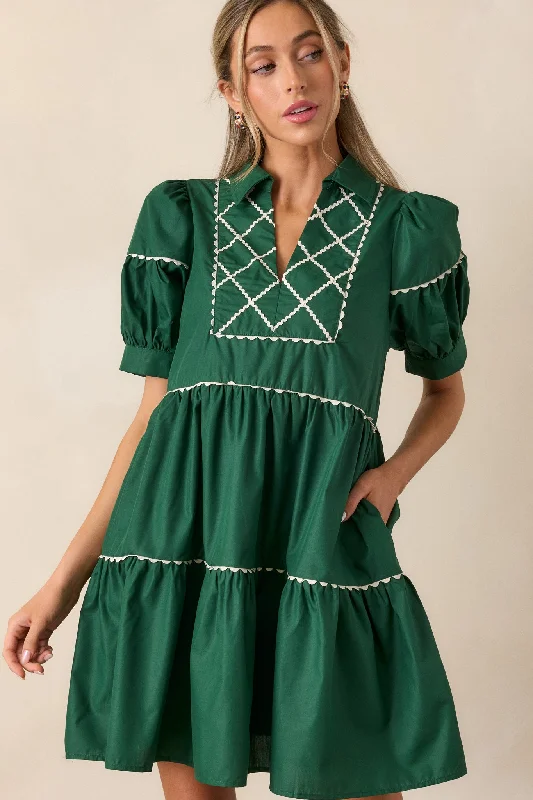 Now Or Never Emerald Puff Sleeve Mini Dress