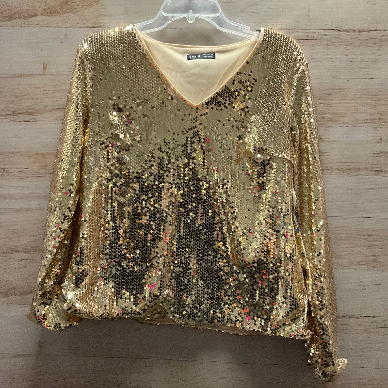 Top Long Sleeve By Shein In Gold, Size: M