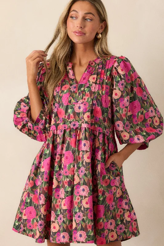 Wandering Hearts 100% Cotton Pink Floral Mini Dress