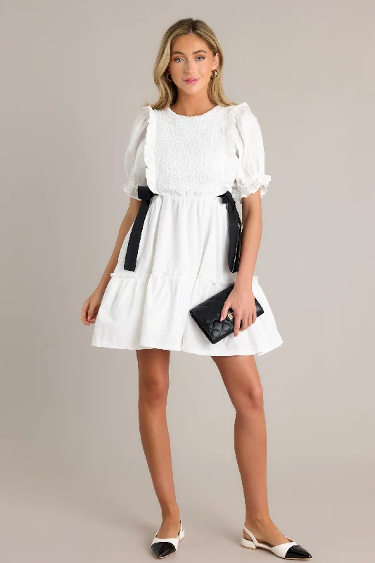 Decision Made 100% Cotton Ivory Puff Sleeve Mini Dress