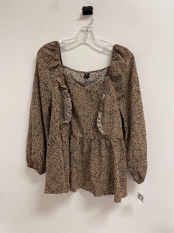 Top Long Sleeve By Shein In Animal Print, Size: 1x