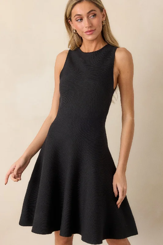 Under The Stars Black Drop Waist Mini Dress