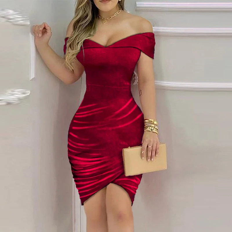 Asymmetric Off Shoulder Cocktail Dress, Party Dress For Women