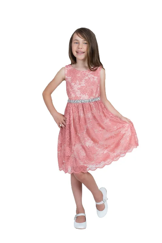 Girl Party Dress with Lace & Rhinestone Detail  by AS492 Kids Dream - Formal/Evening Girl Dress