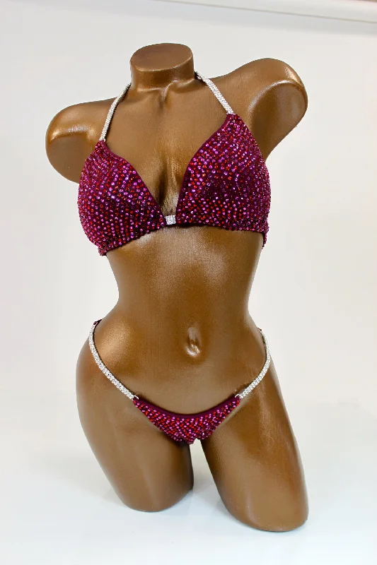 Burgundy Fuchsia Bikini Suit/ Stunning Competition Posing Bikini