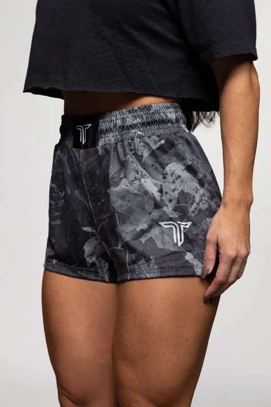 Blackout Hunter Camo Women’s Fight Shorts (3” Inseam)