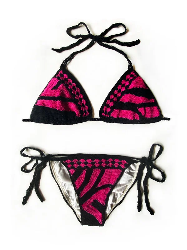 Zebra Bikini Bottom - Fuchsia