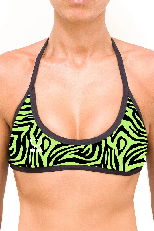 Reversible Sport Top Bikini Zebra Green