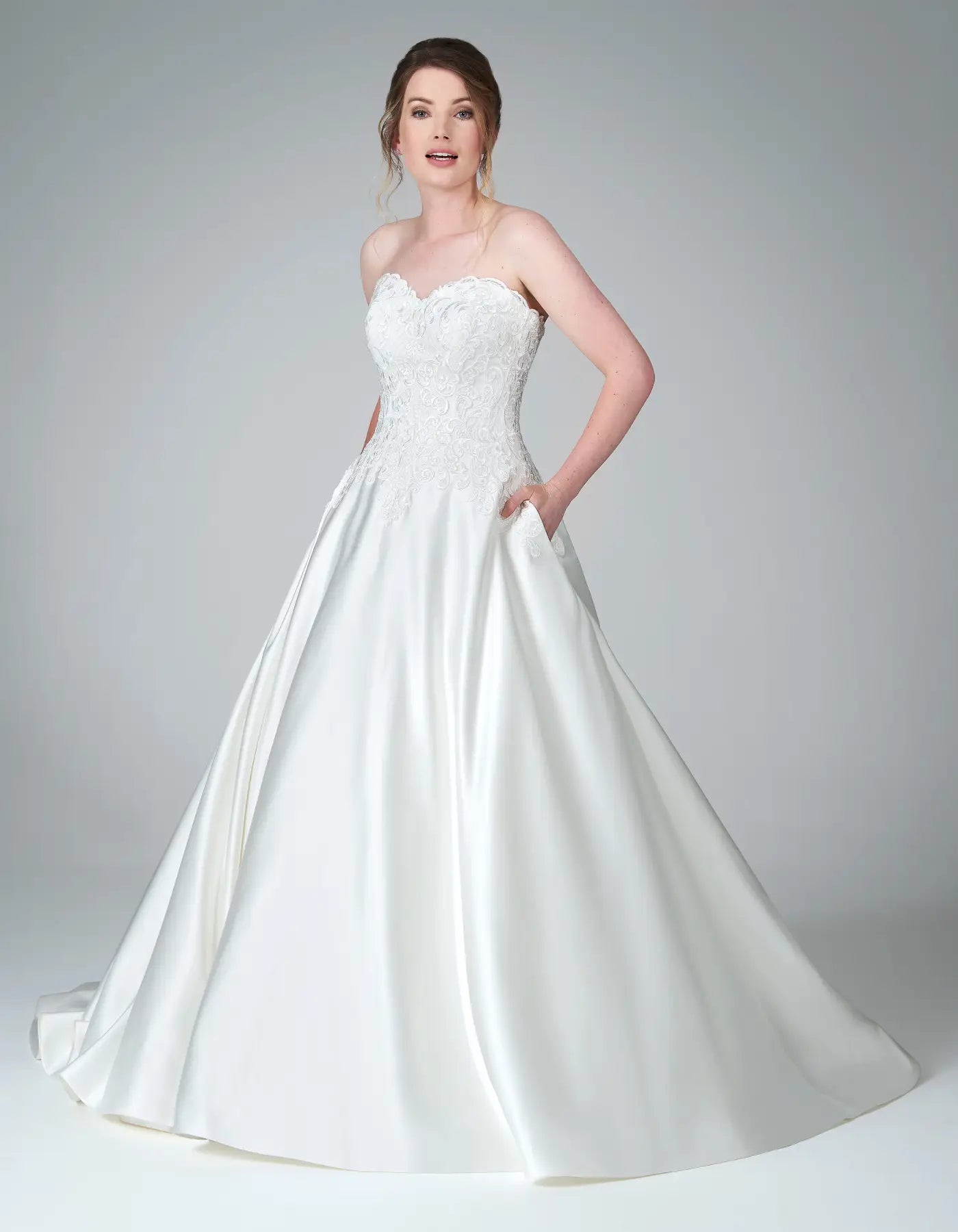 DingJiDress a satin and lace gown with pockets Wedding Dresses