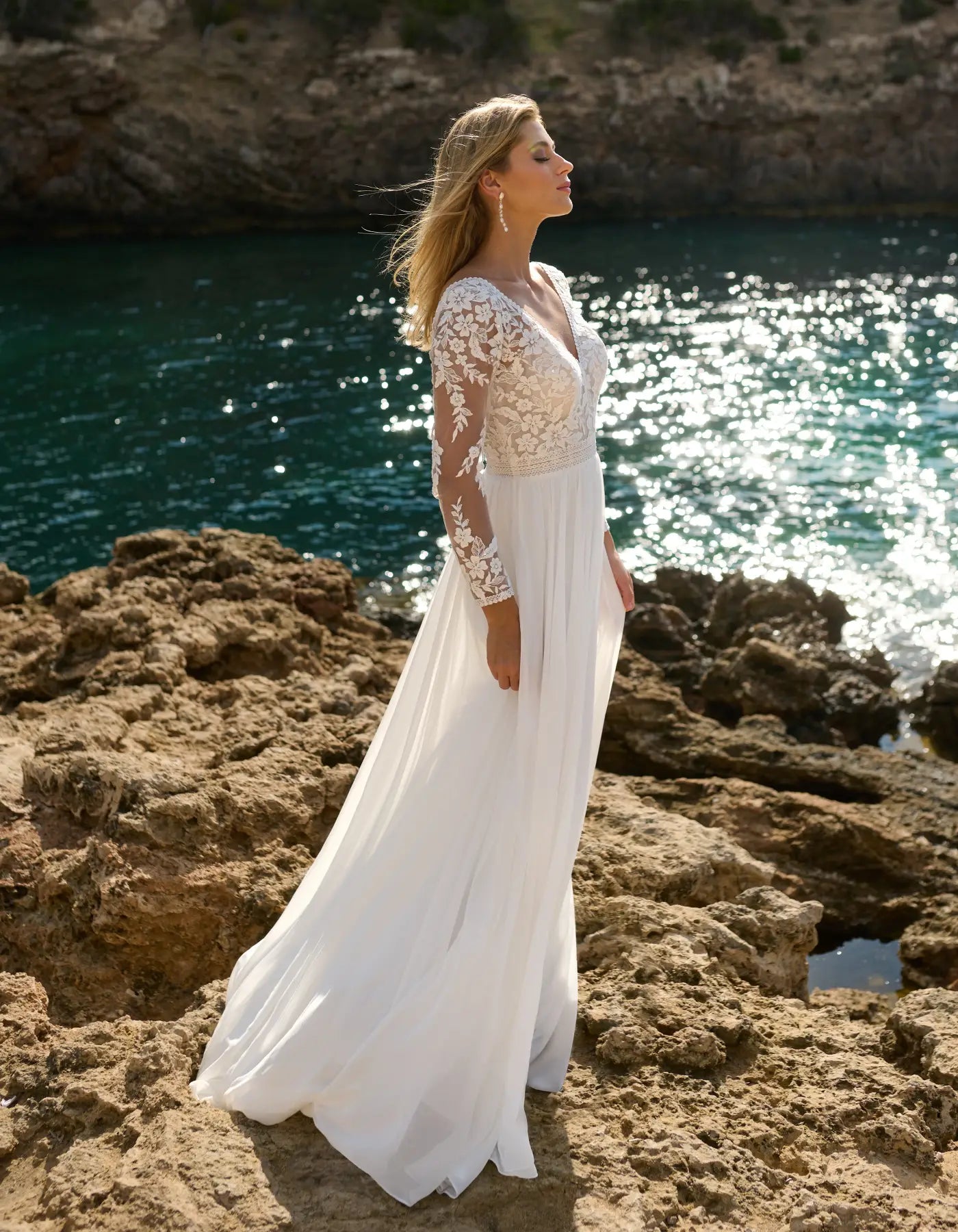 DingJiDress a boho wedding dress with long sleeves