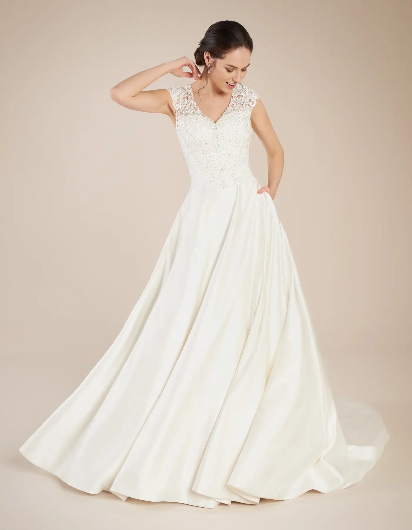 DingJiDress a satin and lace a-line with pockets Wedding Dresses