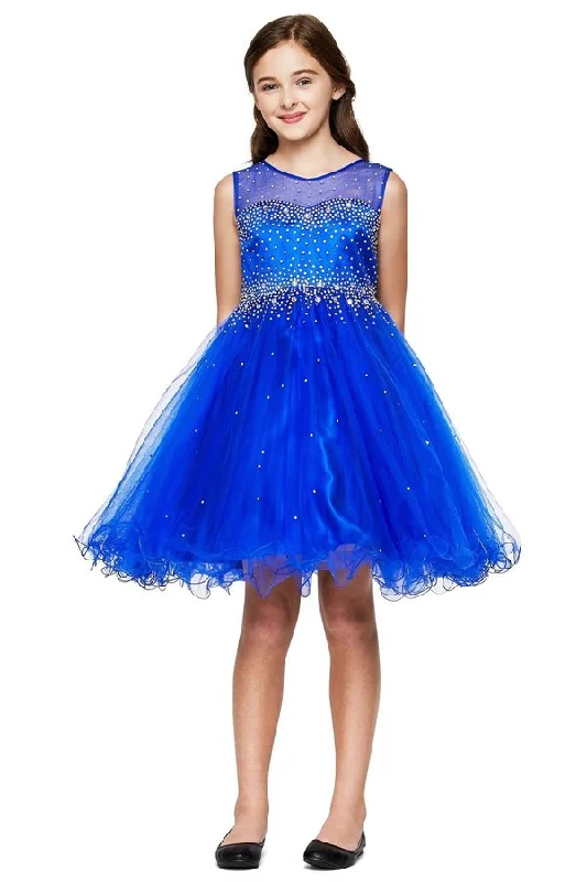 Beaded Rhinestones Tulle Girl Party Dress by Cinderella Couture USA AS5029