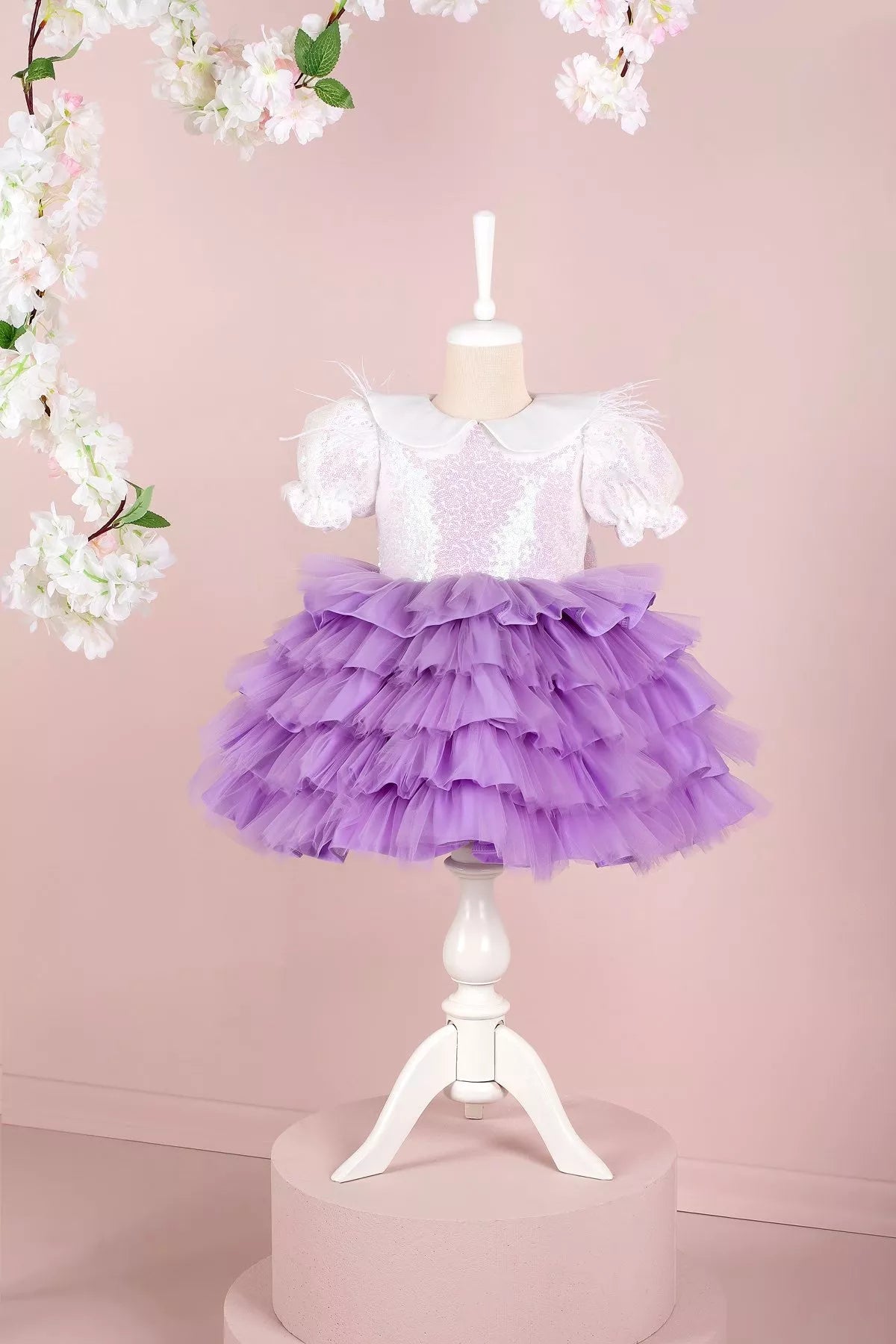 Helena White & Lilac Party Dress