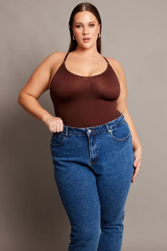 Brown Seamless Sculpting Bodysuit