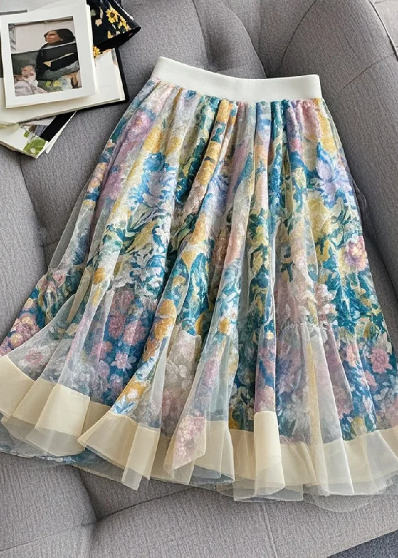 Fashion Print Exra Large Hem Tulle Skirt Summer