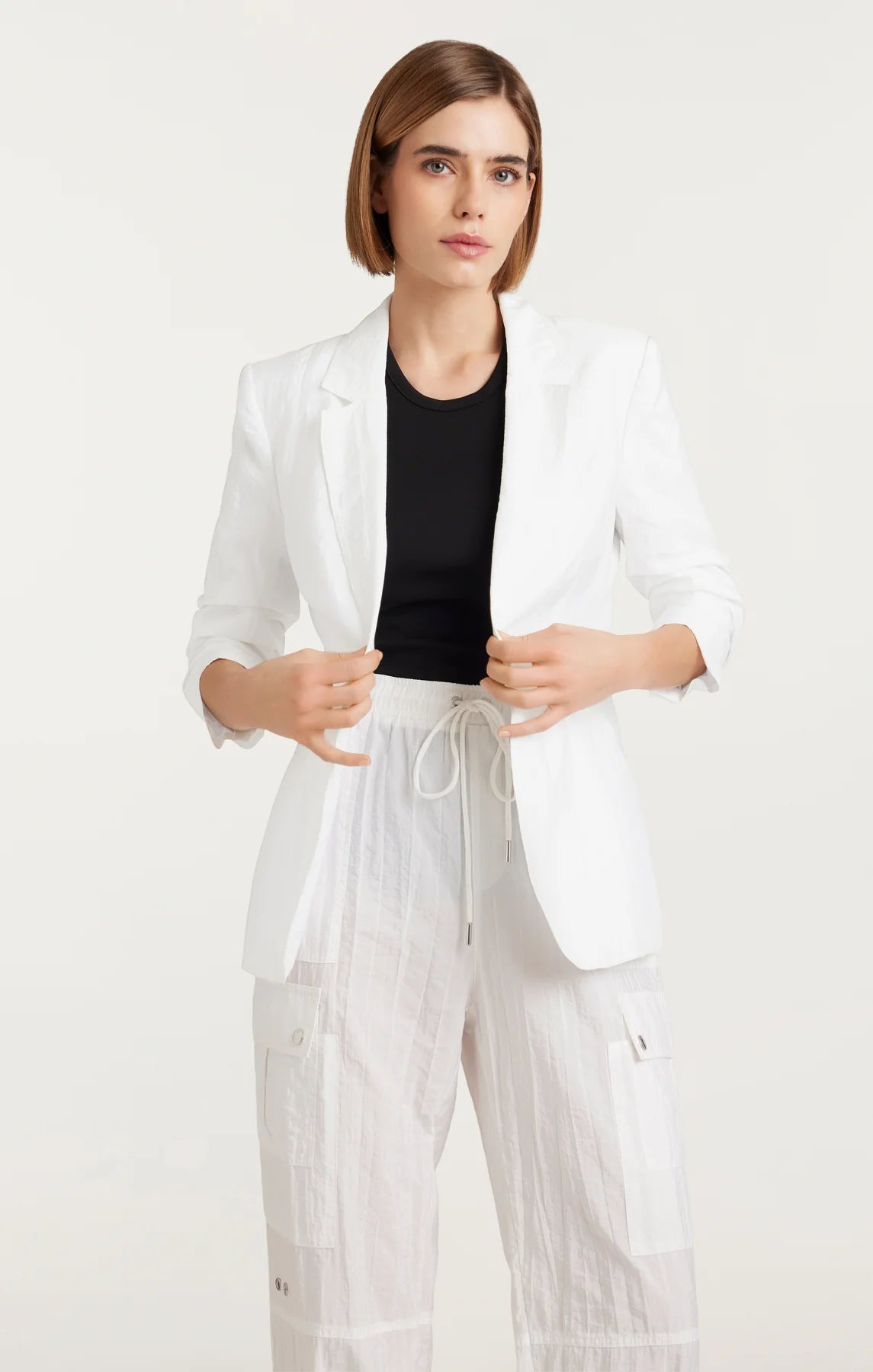 Khloe Woven Blazer - White