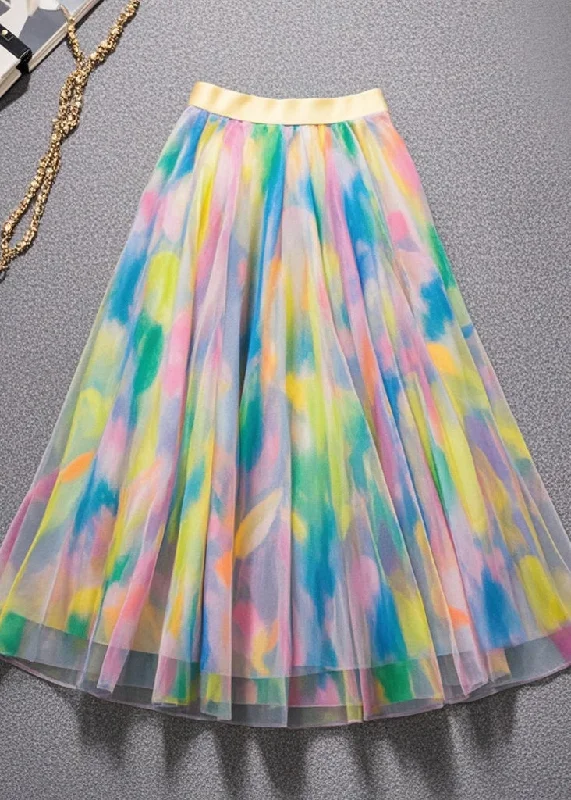 Modern Rainbow Tie Dye Tulle Skirt Summer