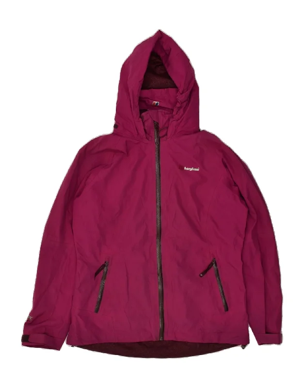 BERGHAUS Womens Hooded Rain Jacket UK 10 Small Pink Nylon