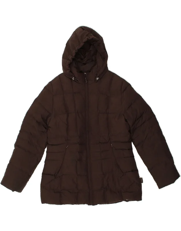 CALVIN KLEIN Womens Hooded Padded Jacket UK 16 Large Brown Polyester