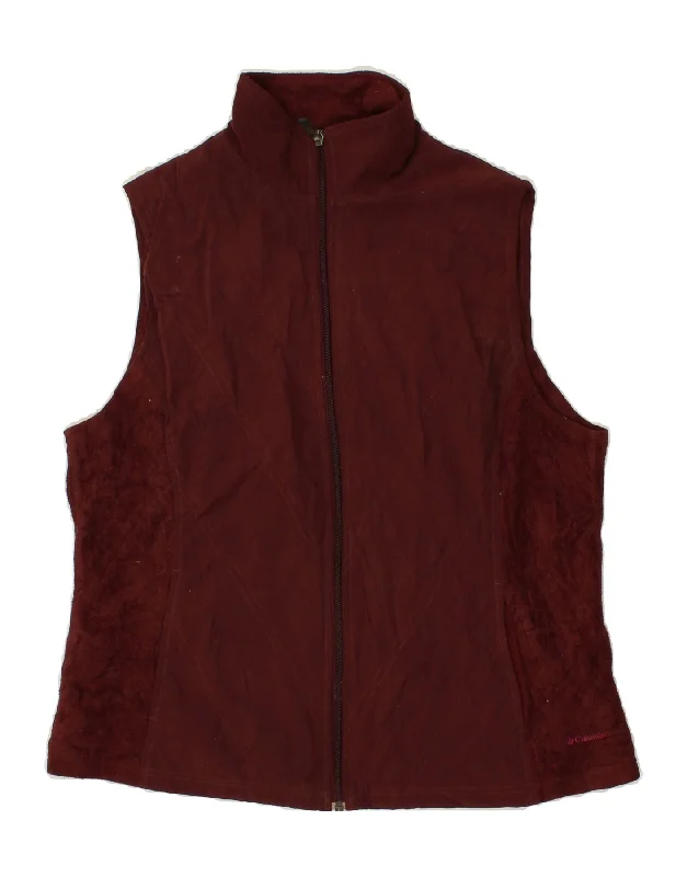 COLUMBIA Womens Gilet UK 16 Large Burgundy Polyester