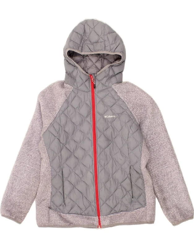 COLUMBIA Womens Hooded Padded Jacket UK 18 XL Grey Colourblock