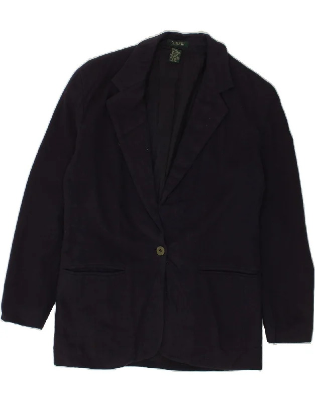 J. CREW Womens Oversized 1 Button Blazer Jacket US 2 XS Navy Blue Wool