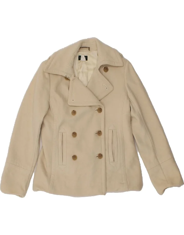 J. CREW Womens Pea Coat UK 12 Medium Beige Wool