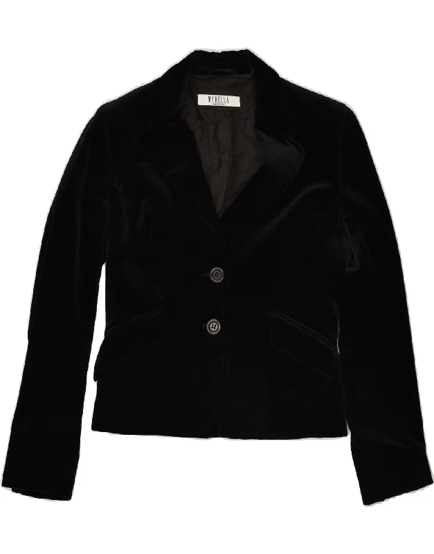 MARELLA Womens Velvet 2 Button Blazer Jacket UK 10 Small Black Cotton