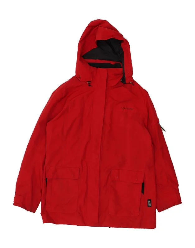 SCHOFFEL Womens Hooded Rain Jacket UK 16 Large Red