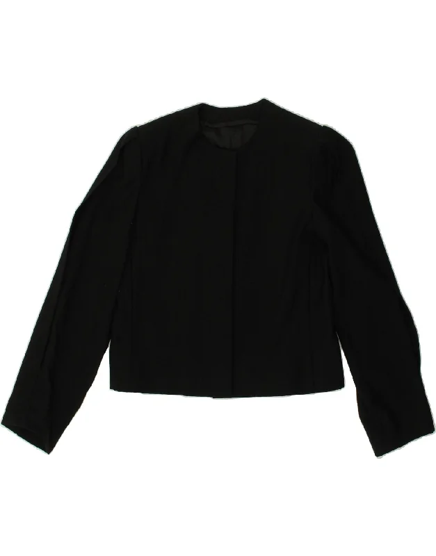 VINTAGE Womens Crop Open Blazer Jacket UK 10 Small Black