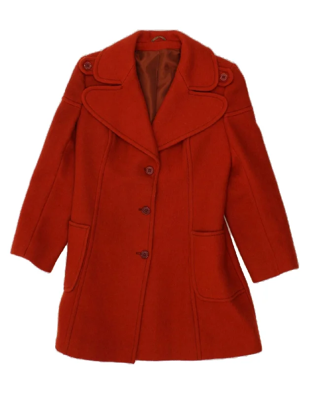 VINTAGE Womens Overcoat UK 10 Small Red