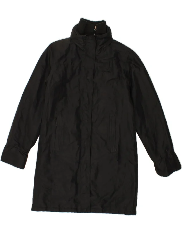 WOOLRICH Womens Overcoat UK 14 Medium Black Polyester