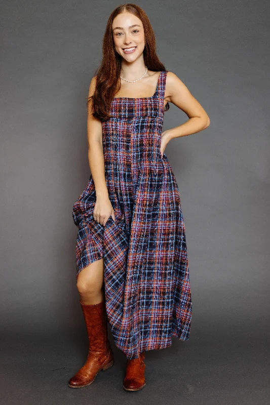 Gilmore Dress in Red Multi Plaid