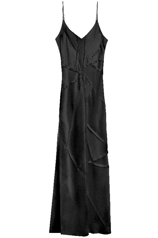 Elongated Recycled Dress with Slit - Black