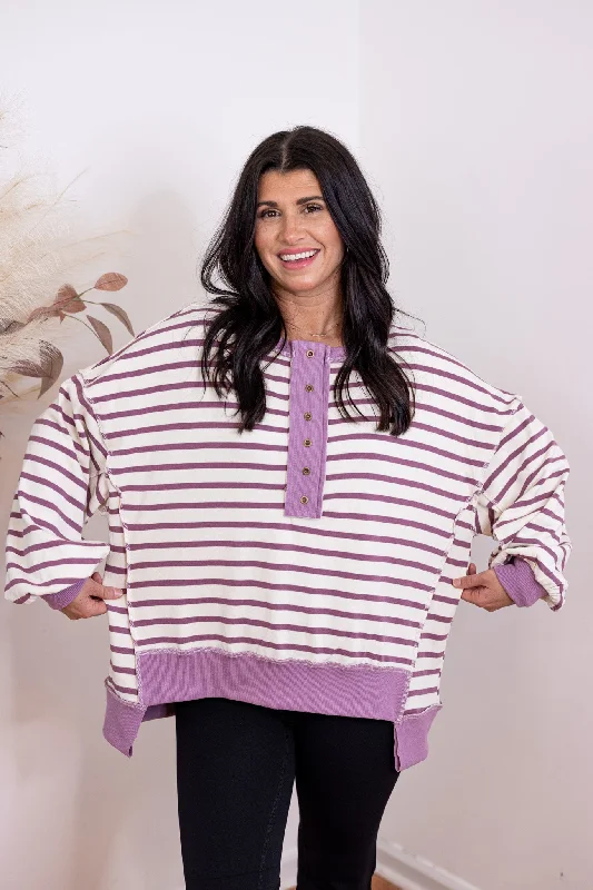 Modern Lilac Striped Pullover