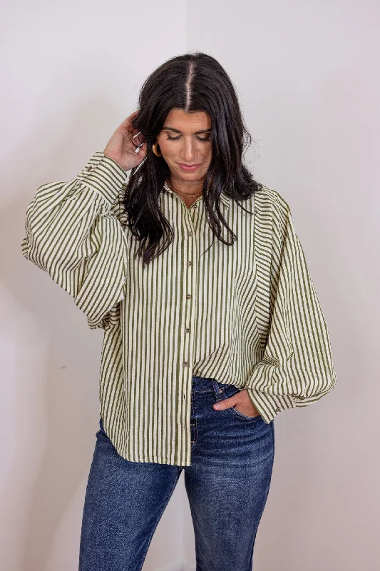 Striped Love Olive Textured Top