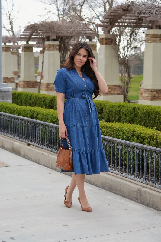 Anne Dark Denim Midi Dress