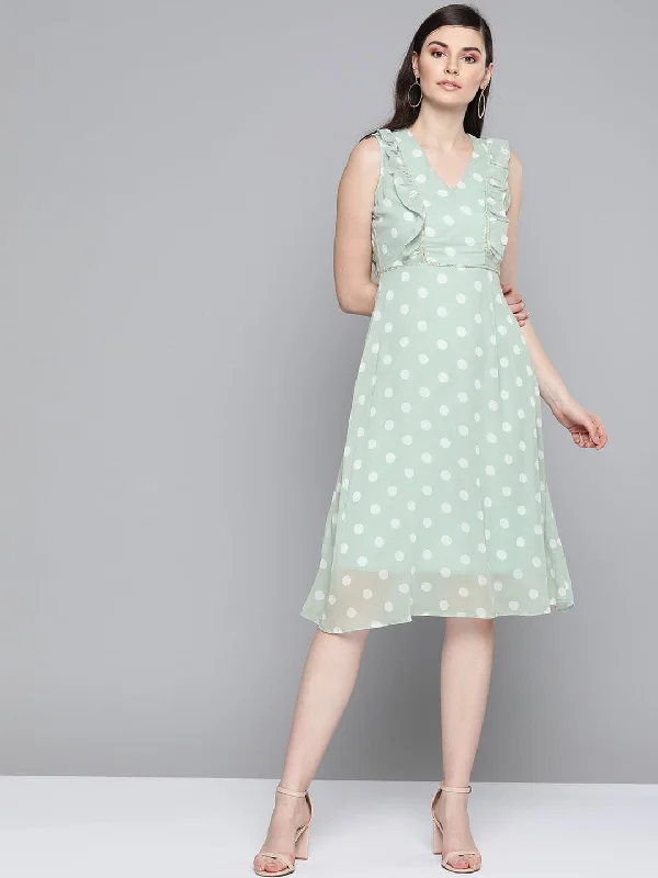 Olive Polka Dot Midi Dress