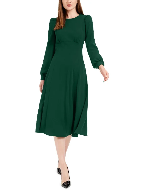 Womens Crewneck Midi Wear to Work Dress