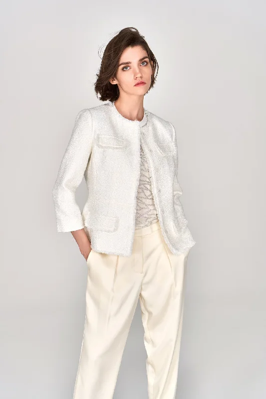 Signature White Four-pockets Tweed Jacket