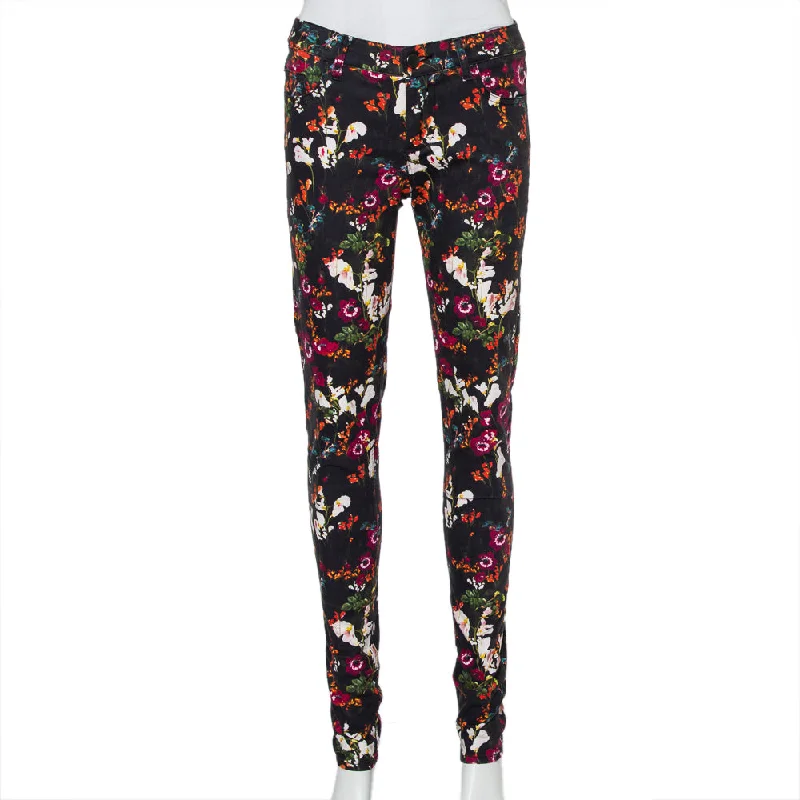 Alice + Olivia Black Floral Printed Denim